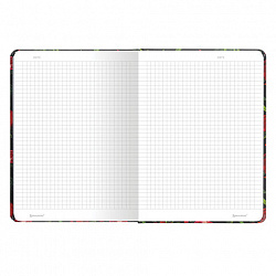 Блокнот с резинкой в клетку 96 л., А5, 145х203 мм, твердая обложка с фольгой, BRAUBERG, "Гранаты", 113730