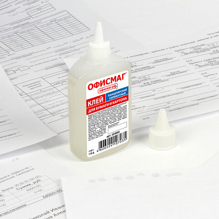 Клей канцелярский силикатный ОФИСМАГ (для бумаги, картона) 110 г, 224600