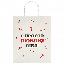 Пакет подарочный (1 штука) 26х13х32 см (L) "Love Story", ассорти, крафт, ЗОЛОТАЯ СКАЗКА, 700821