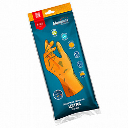 Перчатки латексные MANIPULA Specialist Цетра, КЩС-1, размер 8-8,5, M (средний), оранжевые, L-F-04/CG-947