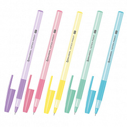 Ручка шариковая с грипом BRAUBERG "i-STICK POINT PASTEL", СИНЯЯ, корпус ассорти, игольчатый узел 0,7 мм, линия письма 0,35 мм, 144023