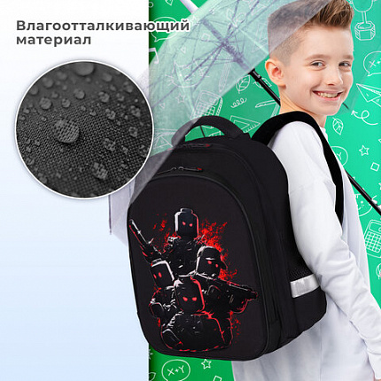Ранец BRAUBERG KIDS STANDARD, 2 отделения, "Мощные бойцы", 36х28х14 см, 273146