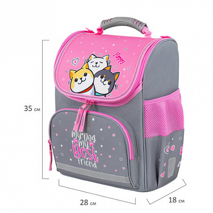 Ранец ПИФАГОР BASIC, 1 отделение, 3 кармана, эргономичная спинка, "Best team", 35х28х18 см, 272050