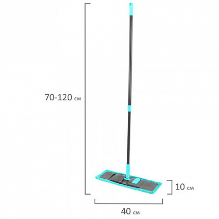 Швабра КОМПЛЕКТ флаундер 40 см + МОП микрофибра (ТИП К) + черенок 70-120 см, ЛЮБАША БЮДЖЕТ, 700052