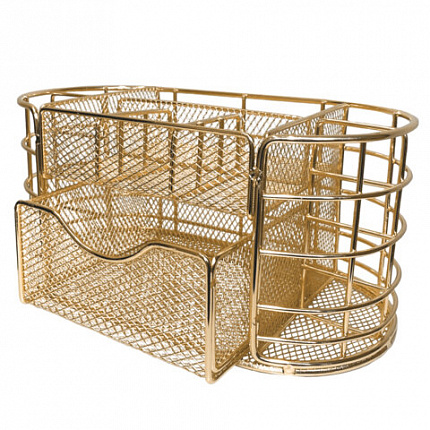 Органайзер для косметики и мелочей металлический 9 секций, MONTE VITA, 105х218х110 мм, золото, 272475