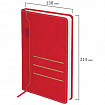 Ежедневник недатированный А5 138х213 мм, BRAUBERG "Slot", под кожу, держатель для ручки, 160 листов, красный, 116606