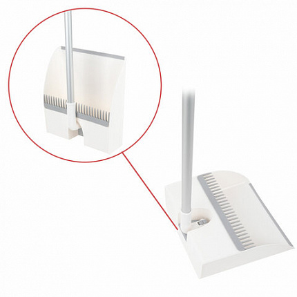 Совок для мусора КОМПЛЕКТ щетка + рукоятка совка 84см, щетки 63-108 см телескоп, магнитный держатель, бело-серый, колорбокс, DASWERK, 608950