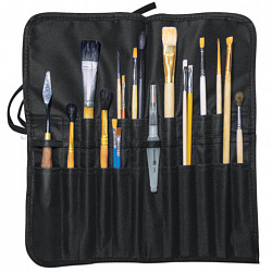 Пенал-скрутка органайзер для кистей и инструментов, 24 ячейки, черный, BRAUBERG ART DEBUT, 272993