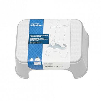 Стремянка-табурет-подставка 1 ступень, пластиковая, 16х33х25 см, нагрузка 200 кг, серый/бежевый, 434150065