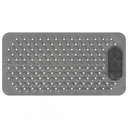 Коврик для ванны противоскользящий с теркой для ступней 68х36 см, серый, ПВХ, присоски, PRIMILA (ПРИМИЛА), 700389