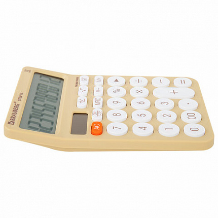Калькулятор настольный BRAUBERG STYLE-12-BG (157х106 мм), 12 разрядов, двойное питание, БЕЖЕВЫЙ, 272967