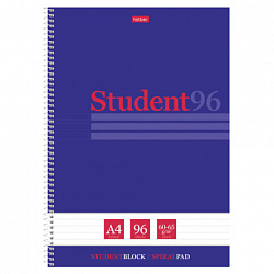 Тетрадь А4 96 л., HATBER, спираль, линия, матовая ламинация, тиснение, "Студенту_Синяя", 082670, 96Т4лтВ2сп29868