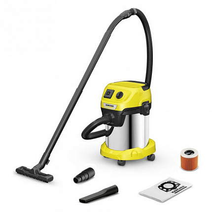 Пылесос хозяйственный KARCHER WD 3 PS, мусоросборник 17л, мощность 1000 Вт, желтый, 1, 1.628-190.0