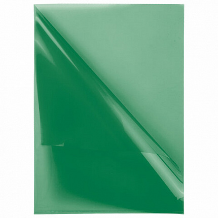 Папка-уголок жесткая прозрачная А4 BRAUBERG UNIVERSAL, зеленая, 0,15 мм, 273053