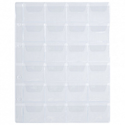 Листы-вкладыши для альбома "OPTIMA" на 24 монеты d до 38 мм, КОМПЛЕКТ 10 шт., 200х250 мм, ПВХ, STAFF, 238084