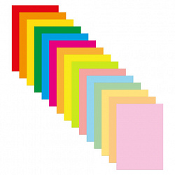 Бумага цветная 15 цветов BRAUBERG MULTICOLOR А4, 80 г/м2, 75 л. (15 цветов x 5 листов), 116647
