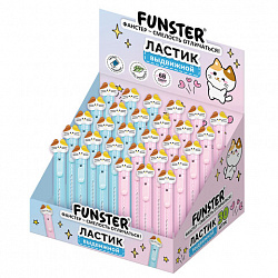 Ластик выдвижной с топпером FUNSTER (ФАНСТЕР) "КОТЁНОК", 125х12х12 мм, пастельные цвета корпуса ассорти, 274020