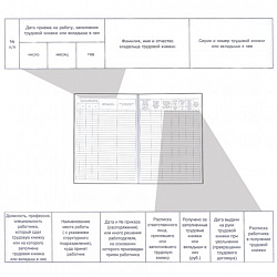 Книга учета движения трудовых книжек и вкладышей к ним, 48 л., картон, блок офсет, А4 210х290 мм, 52277, 130054