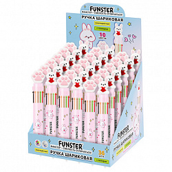 Ручка многоцветная с топпером шариковая автоматическая 10 ЦВЕТОВ FUNSTER (ФАНСТЕР) "WOW", ассорти, узел 0,7 мм, линия 0,35 мм, 144382