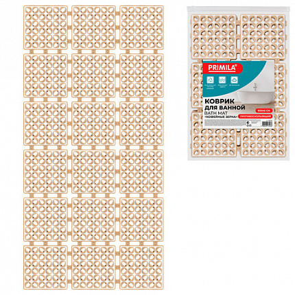 Коврик для ванны противоскользящий износостойкий 80х40 см, "Кофейные зерна", ПП + ТПЭ, PRIMILA (ПРИМИЛА), 700386
