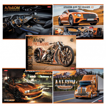Альбом для рисования А4 48 л., скоба, обложка картон, HATBER, 205х290 мм, "Autotravel", 079731, 48А4В