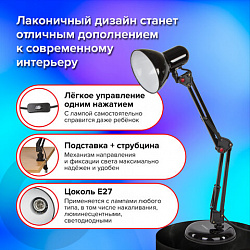 Настольная лампа / светильник SONNEN TL-007, подставка + струбцина, 40 Вт, Е27, черный, высота 60 см, 235540