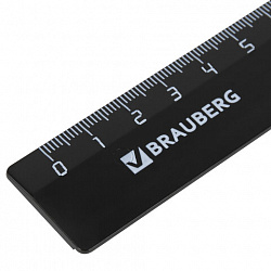 Линейка пластиковая 20 см, BRAUBERG, черная, 210607
