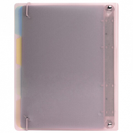 Тетрадь на кольцах А5 175х220мм, 120л, пластик, с резинкой и разделителями, BRAUBERG, Розовый, 404634