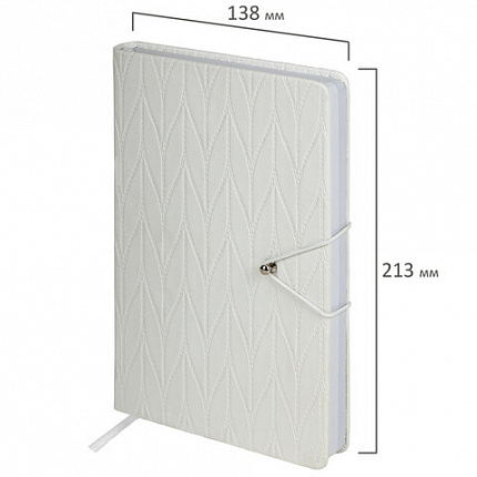 Ежедневник недатированный А5 138х213 мм, BRAUBERG "Braided", под кожу, гвоздик 160 л., белый, 116600