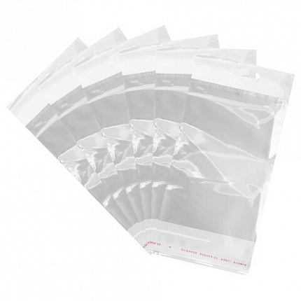 Пакеты БОПП с европодвесом, клеевым клапаном, КОМПЛЕКТ 100 штук, 10х16 + 3 + 4 см, белая подложка, BRAUBERG, 700416