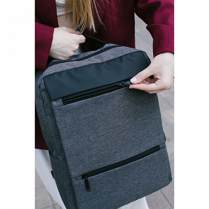 Рюкзак HEIKKI PANEL (ХЕЙКИ) отделение для ноутбука, USB-порт, багажная лента, серый, 44x30x13 см, 273903