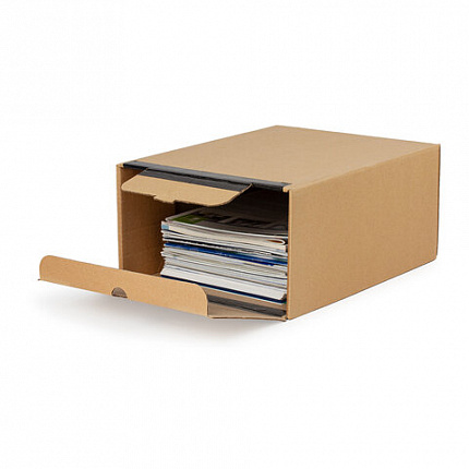 Короб архивный на липучке 380х285х170 мм, гофрокартон, до 1700 л., STAFF, 112161