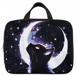 Папка на молнии с ручками BRAUBERG KIDS А4, 1 отделение, полиэстер, 80 мм, "Moon cat", 274513