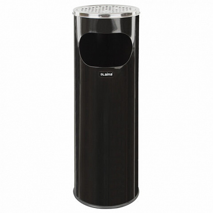 Урна с пепельницей 18 литров, 580х210 мм, нержавеющая сталь, черная, LAIMA PROFESSIONAL, 606298