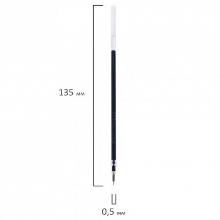 Стержень гелевый STAFF "Basic" GPR-232, 135 мм, ЧЕРНЫЙ, узел 0,5 мм, линия письма 0,35 мм, 170232