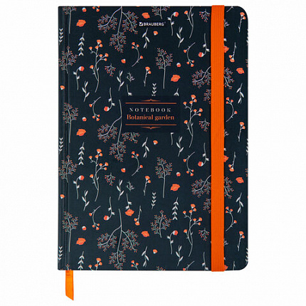 Блокнот с резинкой в клетку 96 л., А5 145х203 мм, твердая обложка, BRAUBERG, "Flowers", 116317