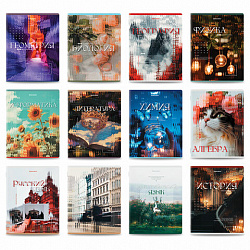 Тетради предметные, КОМПЛЕКТ 12 ПРЕДМЕТОВ, 48 л., глянцевый УФ-лак, BRAUBERG "ILLUSION", 405171