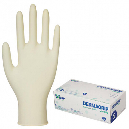 Перчатки латексные смотровые, 50 пар (100 штук), размер 6-7, S (малый), DERMAGRIP Classic, D1501-10