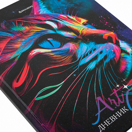 Дневник 5-11 класс 48 л., твердый, BRAUBERG, глянцевая ламинация, с подсказом, "Space cat", 106865
