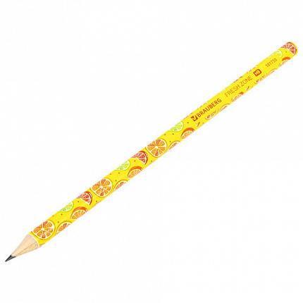 Карандаш чернографитный BRAUBERG "FRESH ZONE", 1 шт., HB, корпус ассорти, 181759