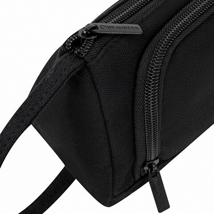 Пенал-косметичка BRAUBERG с ручкой, 1 откидная планка, полиэстер, 22x10х8 см, Black, 272339