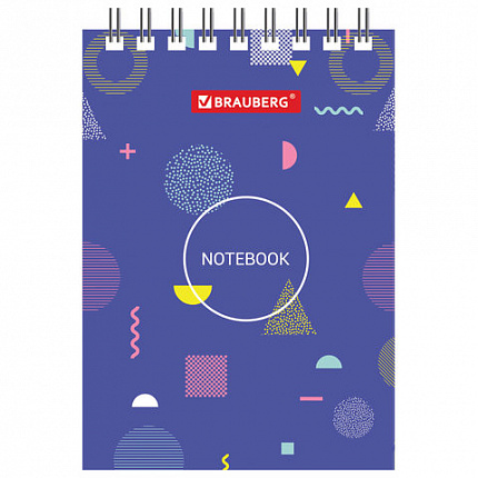 Блокнот МАЛЫЙ ФОРМАТ А7 75х105 мм, 40 л., гребень, картон, клетка, BRAUBERG, "Креатив", 129854