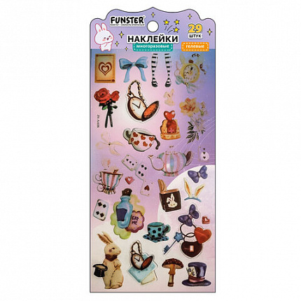 Наклейки гелевые "Акварельные мечты", 17,5х9 см, ассорти 6 видов, FUNSTER (ФАНСТЕР), 666096