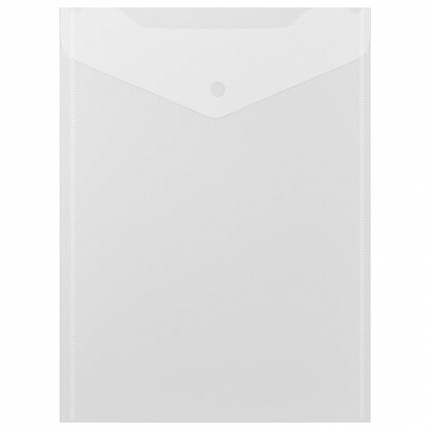 Папка-конверт с кнопкой А4 BRAUBERG UNIVERSAL, до 100 листов, вертикальная, прозрачная, 0,15 мм, 273075