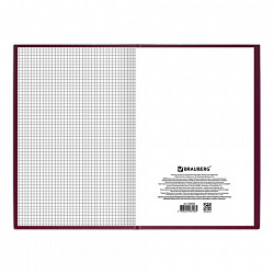 Книга учета 96 л., клетка, твердая, бумвинил, блок офсет, А4 200х290 мм, BRAUBERG, бордовая, 130224