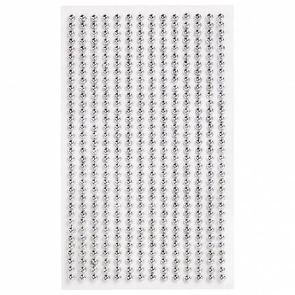 Стразы самоклеящиеся "Круглые", цвет серебро, 4 мм, 476 шт., на подложке, ОСТРОВ СОКРОВИЩ, 661569