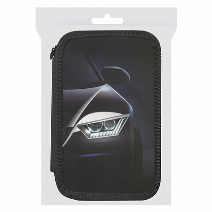 Пенал ПИФАГОР, 3 отделения, ламинированный картон, 19х11 см, "Car flash", 272254
