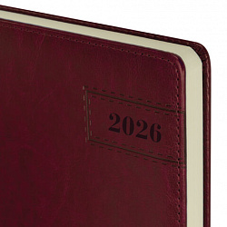Ежедневник датированный 2026 БОЛЬШОЙ ФОРМАТ 210х297 мм, А4, BRAUBERG "Imperial", под кожу, бордо, 117248