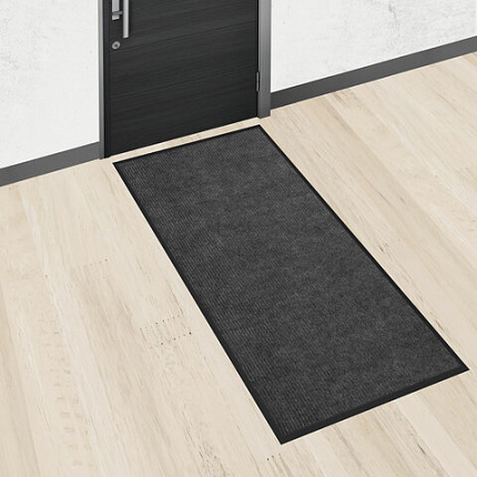 Коврик придверный 90х150 см, СЕРЫЙ, влаго-грязезащитный, 430 г/м2, ребристый, ЛЮБАША СТАНДАРТ, 701039
