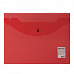 Папка-конверт с кнопкой МАЛОГО ФОРМАТА (240х190 мм), А5, прозрачная, красная, 0,18 мм, BRAUBERG, 224026